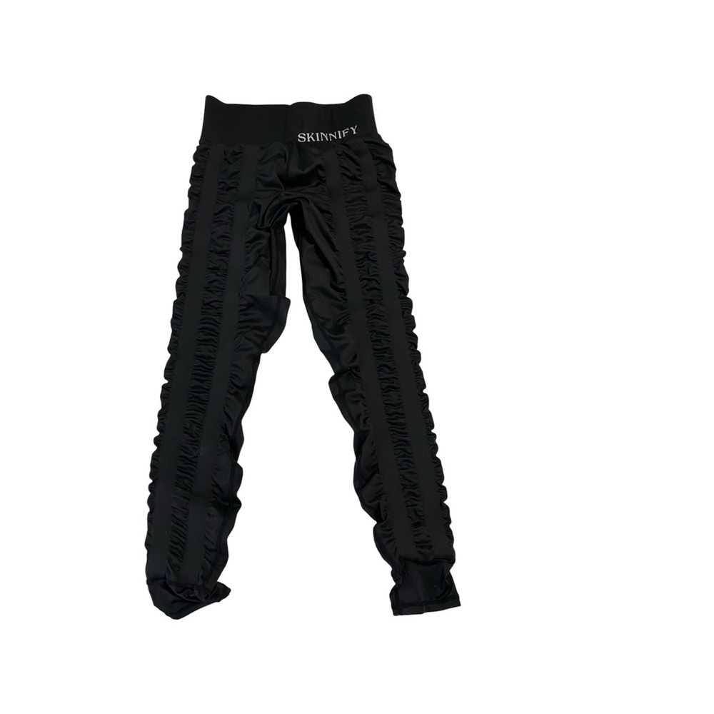Skinnify Resistance Band Leggings Black Ruched Stacked Sculpting High Waist M